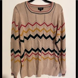 Jessica Simpson multicolored chevron print sweater size 3X tan rust greengoldNWT